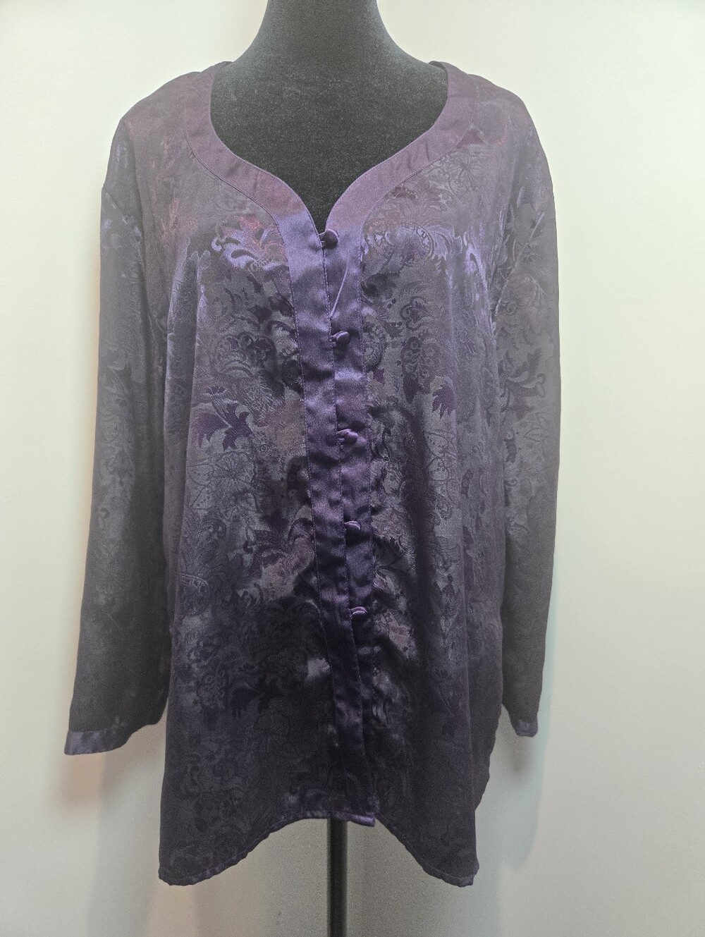Victoria's Secret Vintage Kimono Style Sleep Top Small Purple Satin Flower